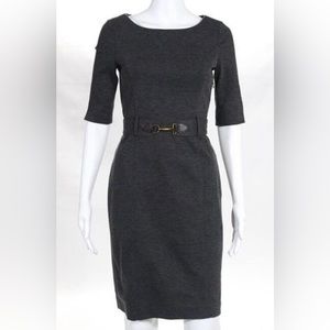 Banana Republic Gray Knee Belted Closure Women's Sheath Dress
